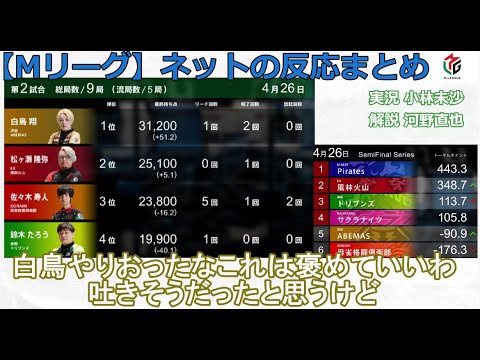 【Mリーグ】2024/04/26 ネット上のみんなの反応まとめ 麻雀