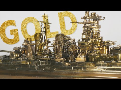 Battleship Kongo painted shiny gold with gold plated paint! 1/700 Ship Model