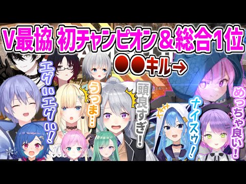 圧倒的キル数で公式カスタム初チャンピオン＆総合1位を勝ち取るホロチームと観戦し衝撃を受けるライバー達【apex V最協 湊あくあ 常闇トワ 星街すいせい  ホロライブ にじさんじ ぶいすぽ 】