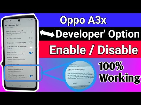 Oppo A3x Developer option Enable // Usb debugging enable