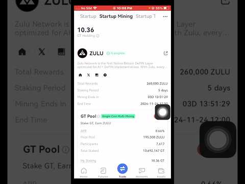Gate.io “Startup Mining” Stake to Earn: Zulu Network (ZULU) 🤑