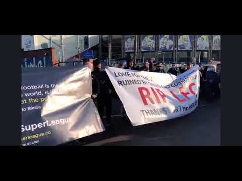 “FUCK THE SUPER LEAGUE” - Leeds United & Liverpool FC Fans Protest Outside Elland Road