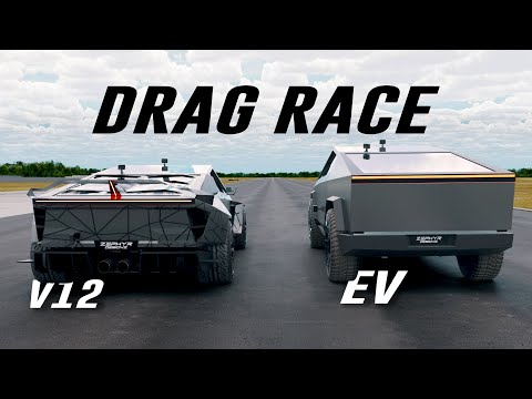 V12 Tesla CyberTruck V/S EV DRAG RACE !