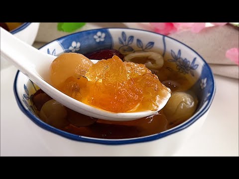 Easy Nourishing Peach Gum Chinese Dessert Soup, Tong Sui | 桃胶糖水