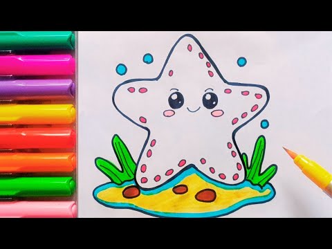 Drawing and Painting Star Fish for Kids & Toddlers | Simple Drawing, Coloring #drawing