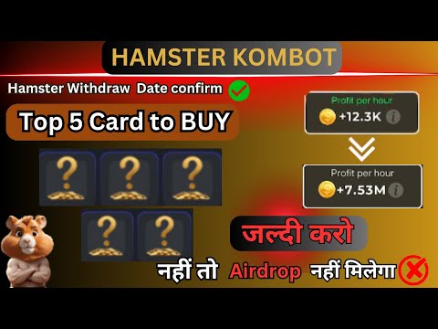 Hamster Kombat Top 5 Card to buy | Increase Profit Per Hour | Do this Task | Airdrop will not Get😨