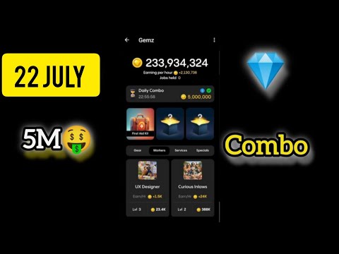 Gemz Daily combo Cards | Gemz Coin Daily Combo 22 July 2024