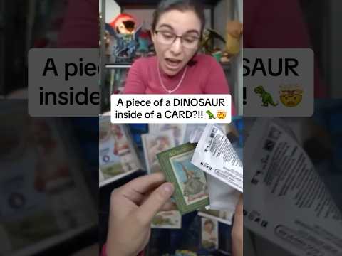 Piece of a DINOSAUR inside of a CARD?!? 🤯🦖 She was not expecting this!! 😅