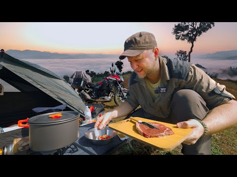 Cooking THAI Food in the Mountains / Solo Camping in Thailand / Motorbike Tour in Tak