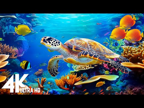 Under Red Sea 4K - Beautiful Coral Reef Fish in Aquarium, Sleep Meditation Music - 4K Video UHD #2