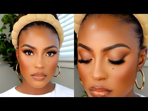 DETAILED FLAWLESS FULL GLAM MAKEUP TUTORIAL FOR BEGINNERS|| PEACHY MAKEUP #woc #brownskin #darkskin