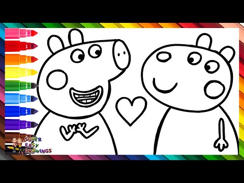 Draw and Color Peppa Pig and Suzy Sheep at a Tea Party 🐷🐑🌈 Drawings for Kids