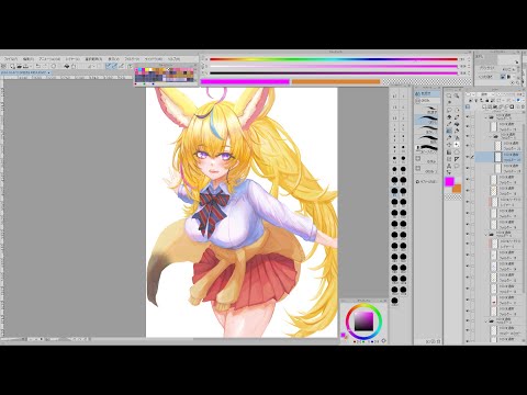 無言で作業垂れ流し【お絵かき/尾丸ポルカ】