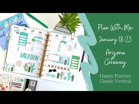 Arizona Getaway Plan with Me: January 18-24 // Classic Vertical Happy Planner