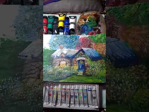 Scenery painting 🎨😀@acrylicpaintingtechniques3816 #painting