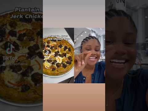 This Plantain Crust Jerk Chicken Pizza looks amazing!! 🤤🤤 #explore #food #jamaica #reaction