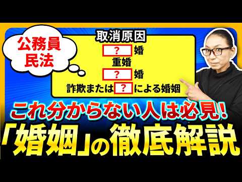 【公務員試験　民法シリーズ7】親族の中から頻出の婚姻について徹底解説！