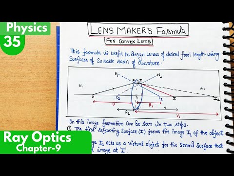 35) Lens Maker's Formula for Convex Lens| Ray optics and optical instruments class12 Physics|