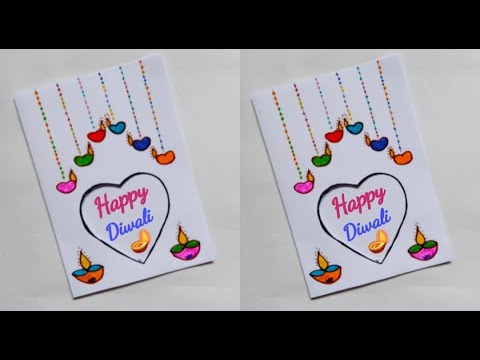 🪔 Diwali Card 🪔 Handmade Greeting Card for Diwali/easy Diwali Card/white paper card idea at home