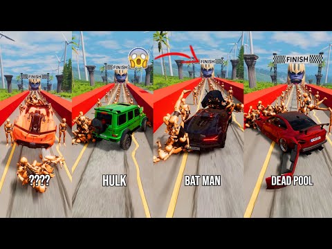 Super Hero's Cars vs 100 Peoples #10 😱 BeamNG.Drive | The Real Granny