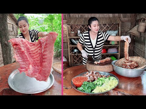 Yummy crispy pork cooking by pregnant mom - Cooking with Sreypov