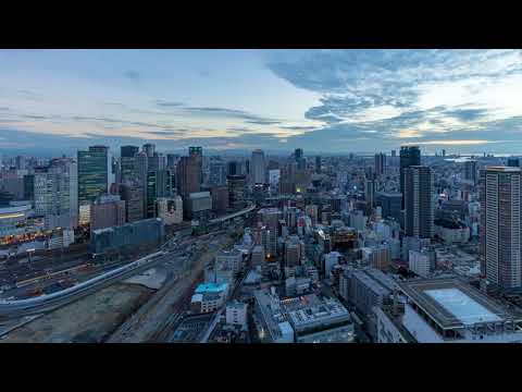 【タイムラプス】梅田スカイビル空中庭園展望台から眺める大阪夜景