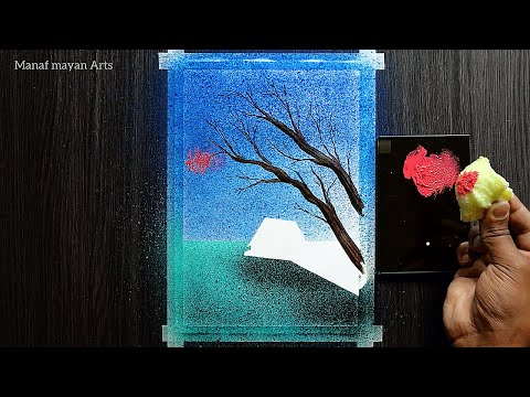 Easy Spray painting for Beginners | Toothbrush & Water color | Acrylic Painting Techniques