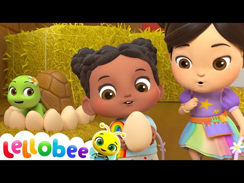 Egg Hunt Fun! 🐢 A Tortoise Pops Out at Lellobee Farm! | 🍯 Lellobee Kids Songs & Cartoons!