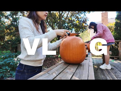 Thanksgiving VLOG🎃 Crossing the US-Canada Border & Carving a Pumpkin for the First Time