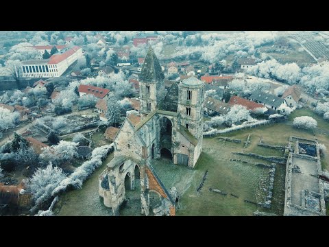 Abandoned old ruin church from the 13th century. Zsámbék. Z6, DJI Mavic Mini drone cinematic video.