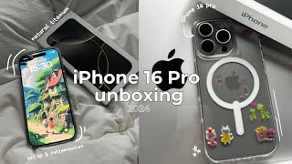 iPhone 16 Pro Unboxing 🍎 Aesthetic, Setup & Customization, ios 18 Widgets, First Impression, Review