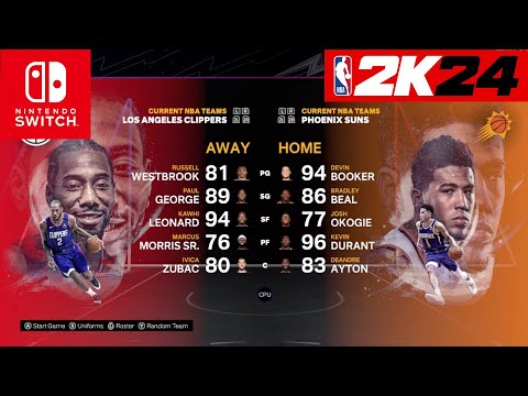 NBA 2k24 Nintendo Switch - Los Angeles Clippers Vs Phoenix Suns Full Gameplay