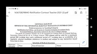 Ministry of Railway teachers recruitment TGT, PGT and Prt