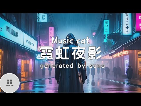 霓虹夜影-generated by suno《夜晚的城市那麼喧鬧卻掩不住內心的寂寞》Music cat音樂《全字幕》