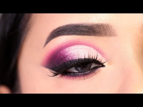 PINK Cut Crease Glitter Eyeshadow Look || Very Easy step by step Eye Makeup|| Shilpa