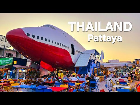 Boeing 747 Food Centre | Runway Street Food | Pattaya | Thailand | 4K UHD Walking Tour