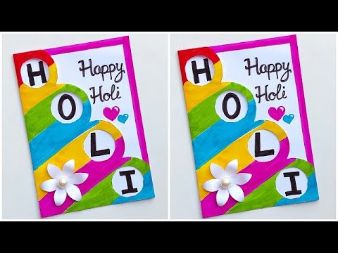 Happy Holi card making ideas 2024 / DIY Holi greeting card / How to make holi card from white paper