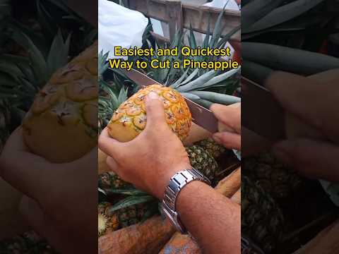 How to Cut Pineapple the Quickest and Easiest Way #cuttingfruit #howto #pineapplecutting #easytips