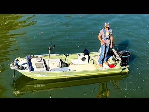 Dam Fishing For Big Fish In A Jon Boat