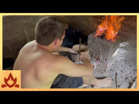 Primitive Technology: Smelting Iron In Brick Furnaces