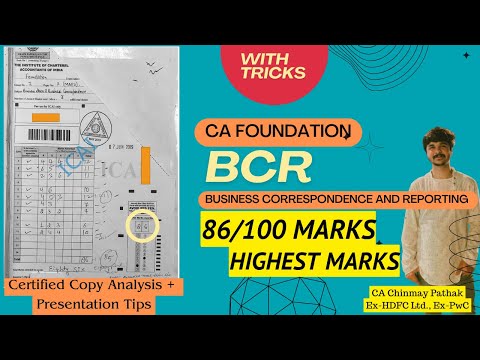 BCR Highest Marks: 86/100 CA FOUNDATION - TRICKS + PAPER ANALYSIS #cafoundation #caexam #bcr