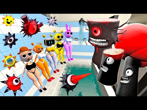 💥 NEW EVOLUTION OF MR TREE SPRUNKI ALL PHASE / MISS SPRUNKI FAMILY MR SUN SPARTAN KICKING In Gmod !