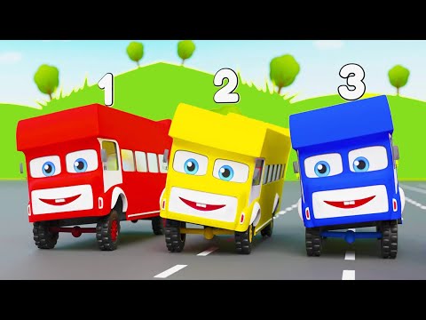 Colorful Ten Little Buses | One Little Two Little Three Little | Pilli Go | Nursery Rhyme & Songs