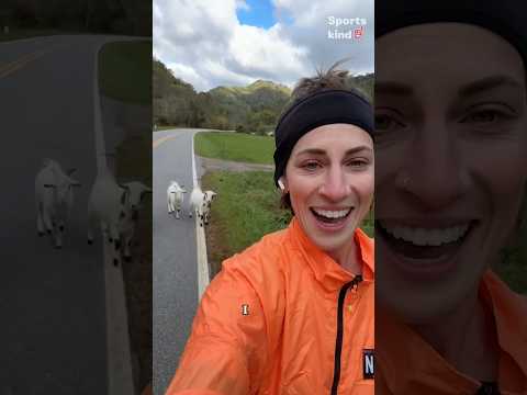 This jogger became the pacesetter for a herd of goats | Humankind #shorts #running