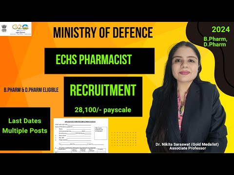 ECHS Pharmacist Recruitment | Multiple Pharmacist Posts | Ministry of Defence | Government Job