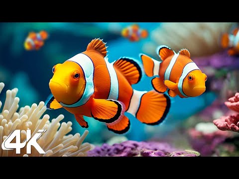 Under Red Sea 4K - Beautiful Coral Reef Fish in Aquarium, Sea Animals for Relaxation - 4K Video