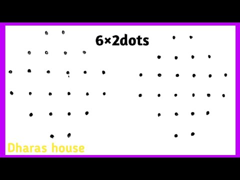 6×2dots simple kolangal||easy muggulu design||dotted rangoli||dharas house||#45