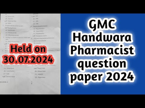 gmc Handwara Pharmacist exam question paper 2024#held on 30.07.2024