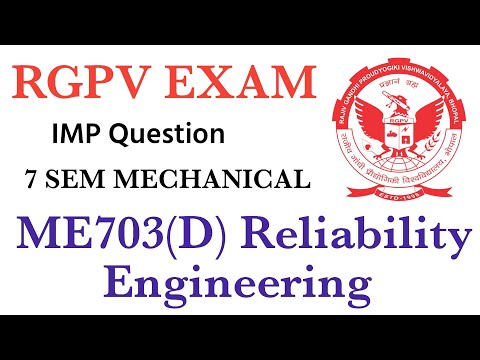 RGPV Exam Update 2022 | ME703 (D)-Reliability Engineering imp questions. @EngineeringEasyOfficial