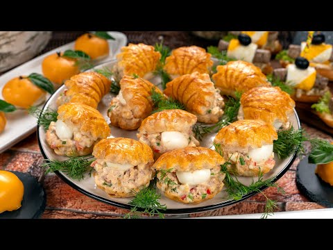 Quick and easy puff pastry snacks. Puff pastry shells with tuna paste